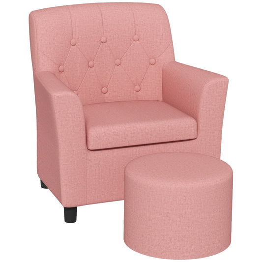 2 Piece Kids Sofa Set with Footrest - Pink Diamond Pattern-0