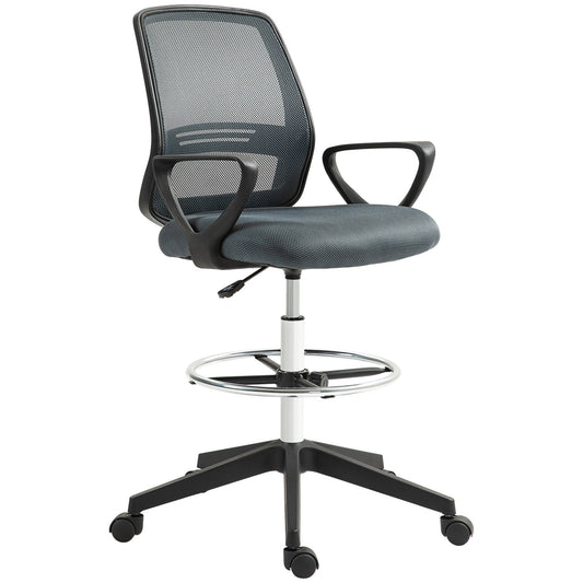 Ergonomic Mesh Back Drafting Chair Draughtsman Chair with Adjustable Height, Grey
