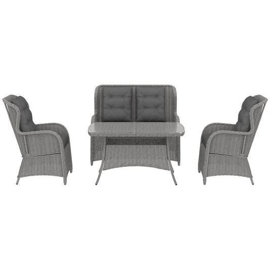 4 Piece PE Rattan Garden Dining Sofa Set with Cushions Light Grey-0