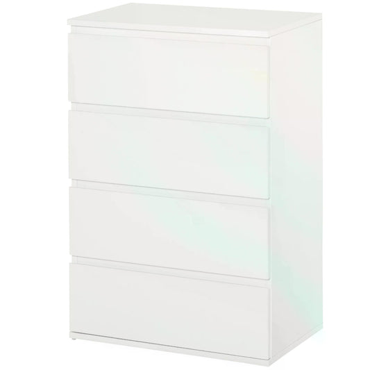 Chest of Drawers, 4 Drawers Storage Cabinet Floor Tower Cupboard for Bedroom Living Room, White-0