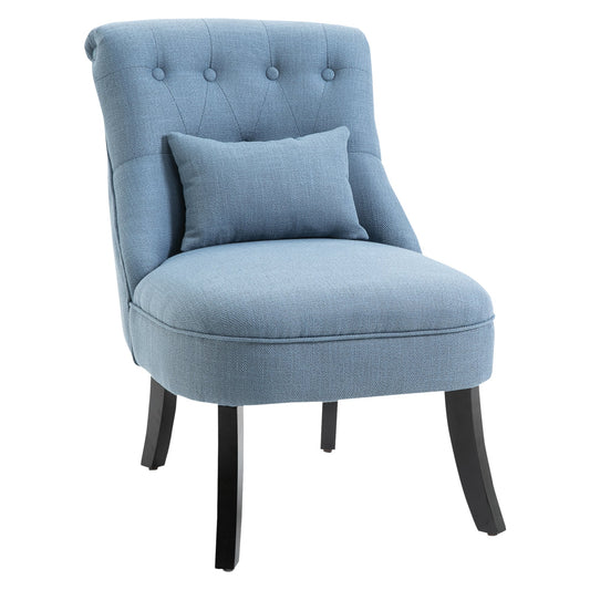 Fabric Single Sofa Dining Chair Tub Chair Upholstered W/ Pillow Solid Wood Leg Home Living Room Furniture Blue-0