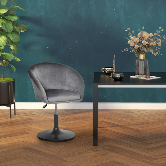 Swivel Bar Stool Fabric Dining Chair Dressing Stool with Tub Seat, Back, Adjustable Height, Grey-0