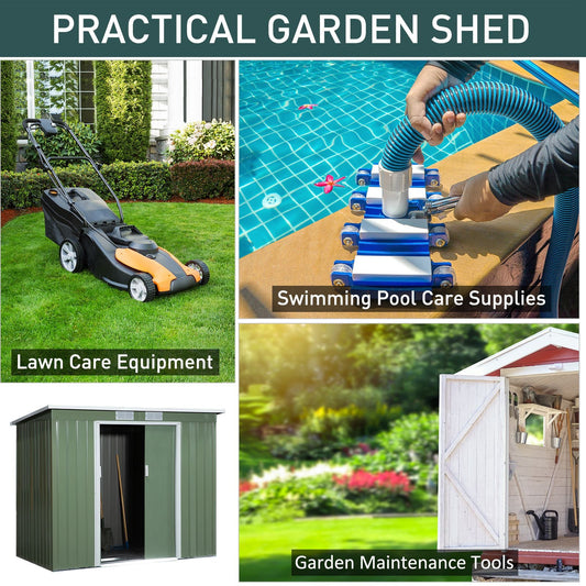 Large Metal Garden Storage Shed with Double Doors and Ventilation - Grey
