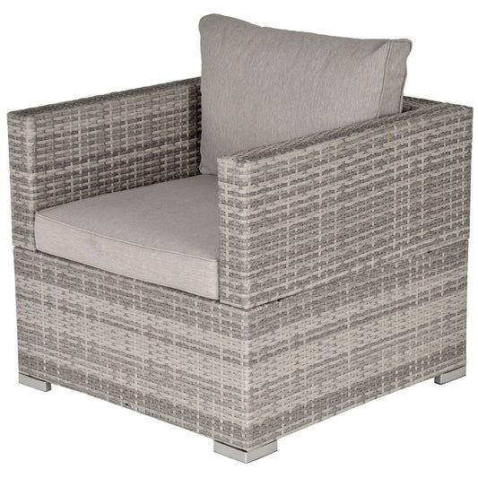 1 Seater Outdoor Rattan Sofa Chair with Padded Cushion - Grey-0