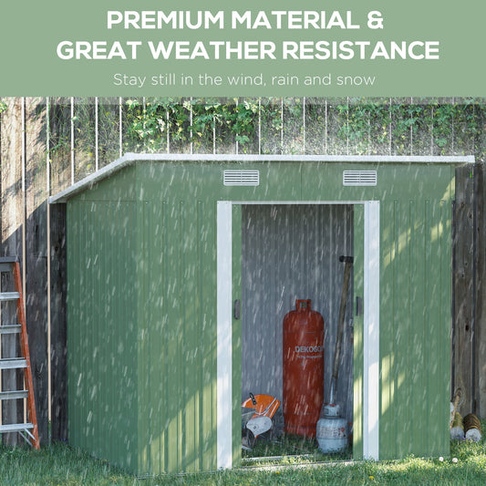 6.8 x 4.3ft Outdoor Garden Storage Shed with Air Vents - Light Green