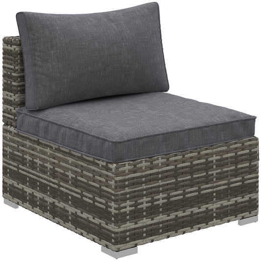 1 Seater Outdoor Rattan Sofa with Cushions - Deep Grey-0