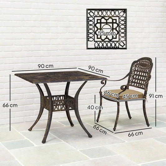 5 Piece Cast Aluminium Garden Dining Set - Bronze Tone