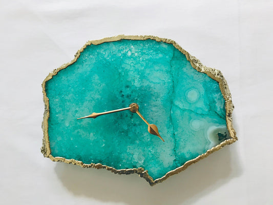 Aqua Agate Large  Wall Clock/Desk Clock/Personalised Momento-0