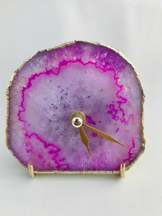 Pink Agate Desk/Wall Clock/Personalised Momento-0