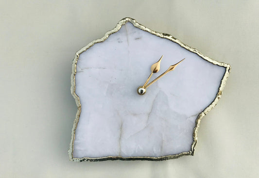 White Agate Large Wall/Table Clock/Personalised Momento
