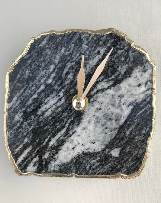 Black And White Zebra Agate Desk/Wall Clock, Can be Personalised/Customised/Personalised Momento