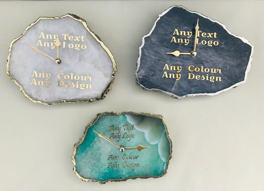 Conglomerate Quartz Large Wall/Desk Clock/Personalised Momento