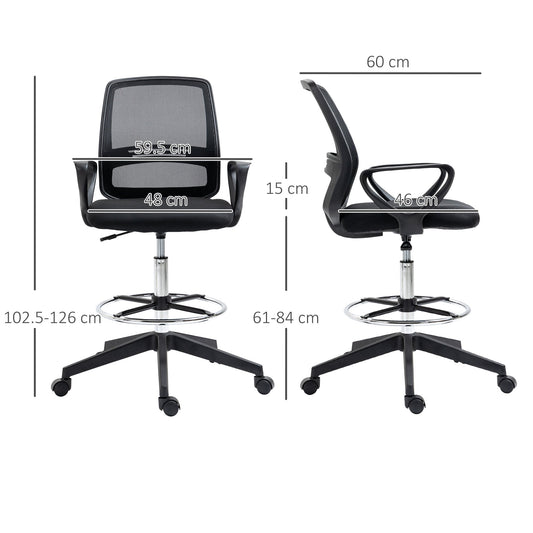 Ergonomic Mesh Back Drafting Chair Tall Office Chair with Adjustable Height and Footrest 360° Swivel