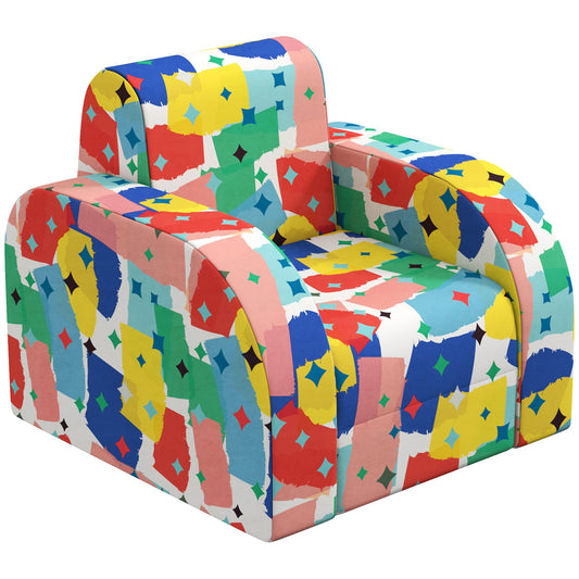 Foldable Toddler Chair Soft Sponge Filled Multicoloured for Playroom-0