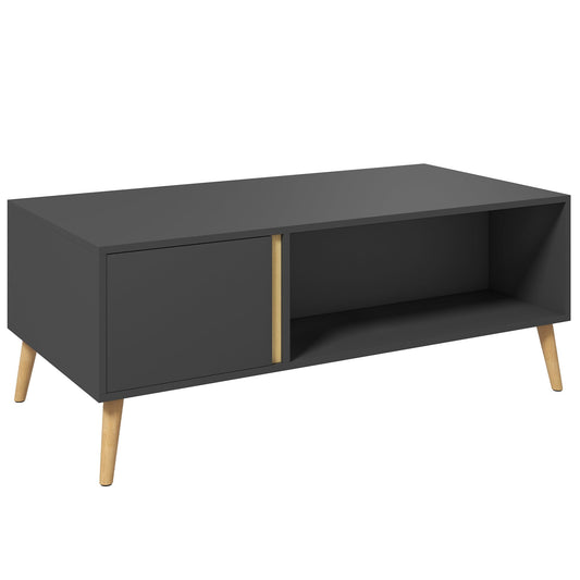 Coffee Table for Living Room, Modern Centre Table with Storage Compartments and Cabinets, Rectangular Side Table, 115x 58x 45cm, Grey-0