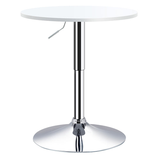 Adjustable Height Round Bistro Table with Swivel Top - White