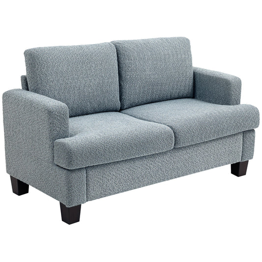 2 Seater Sofa, Loveseat Sofa with Removable Back Cushions, Chenille Fabric Small Couch Settee with S-springs for Living Room, Bedroom, Home Office, Light Grey-0