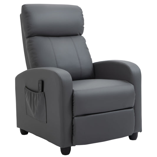 Recliner Sofa Chair PU Leather Massage Armcair w/ Footrest and Remote Control for Living Room, Bedroom, Home Theater, Grey-0