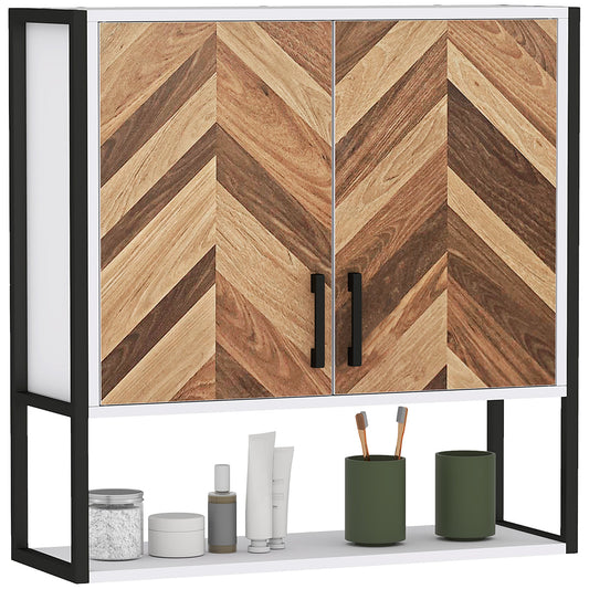 Bathroom Cabinet Wall Mounted, Bathroom Wall Cabinet Medicine Cabinet with 2 Doors, Adjustable Shelf, Walnut-0