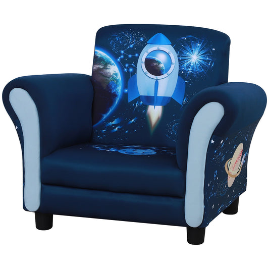 Child Armchair Kids Mini Sofa with Armrest and Solid Wood Frame - Blue-0