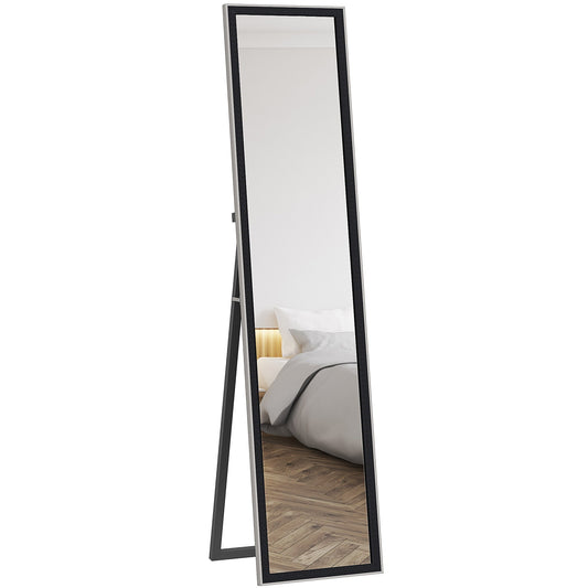 Full Length Mirror, 37 x 157cm Wall Mounted, Leaning, Free Standing Mirror, Framed Full Body Mirror for Living Room, Bedroom, Black-0
