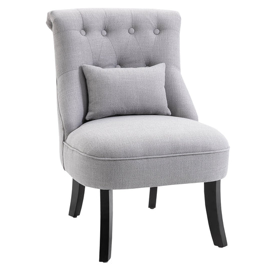Fabric Single Sofa Dining Chair Tub Chair Upholstered W/ Pillow Solid Wood Leg Home Living Room Furniture Grey-0