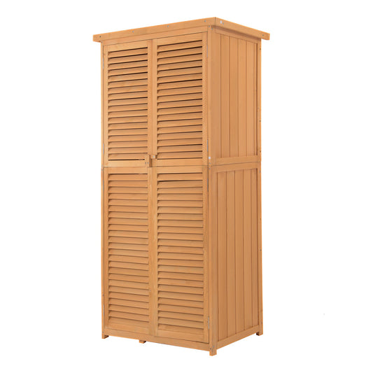 Wooden Garden Storage Shed with Asphalt Roof and Lockable Doors - Natural