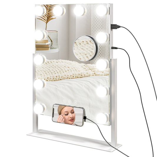 12 LED bulb Tabletop Makeup Mirror, with Adjustable Settings-0