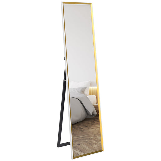 Full Length Mirror, 37 x 157cm Wall Mounted, Leaning, Free Standing Mirror, Framed Full Body Mirror for Living Room, Bedroom, White-0