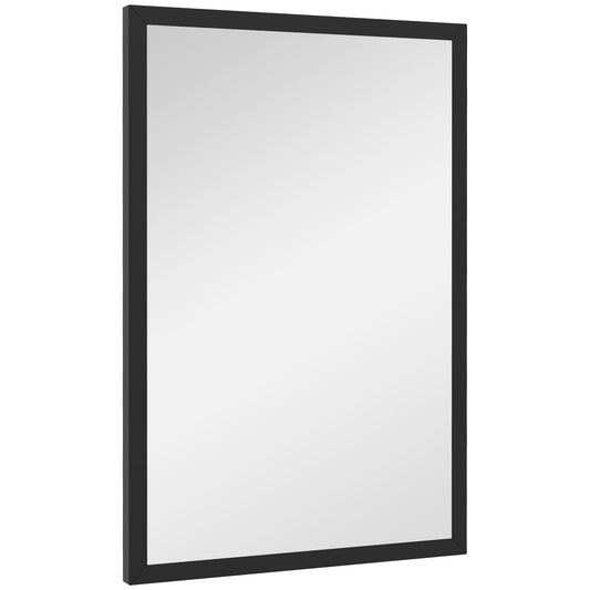 Wall Bathroom Mirror, 60 x 40 cm Wall-Mounted Mirror for Living Room, Bedroom, Hallway, Black-0