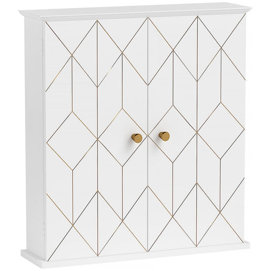 Bathroom Cabinet Wall Mounted, Bathroom Wall Cabinet Medicine Cabinet with 2 Doors, Adjustable Shelf, White-0