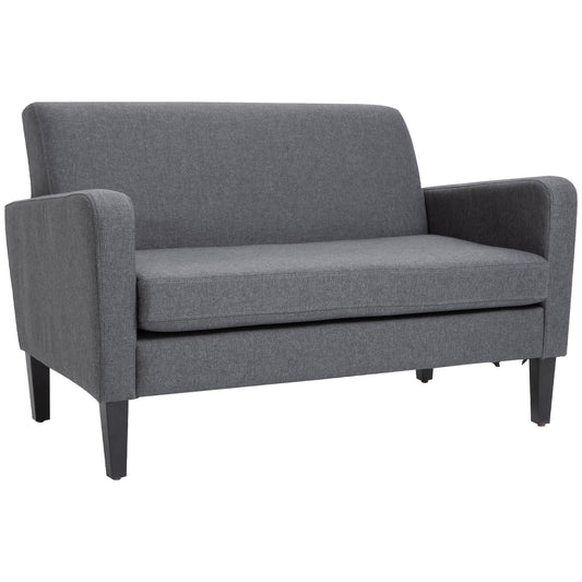 Linen Modern-Curved 2-Seat Sofa Loveseat w/ Thick Cushion Wood Legs Foot Pads Single Compact Home Furniture Grey-0