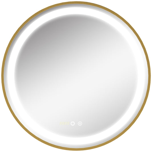 Dimmable LED Round Bathroom Mirror with Memory Function - 60cm-0