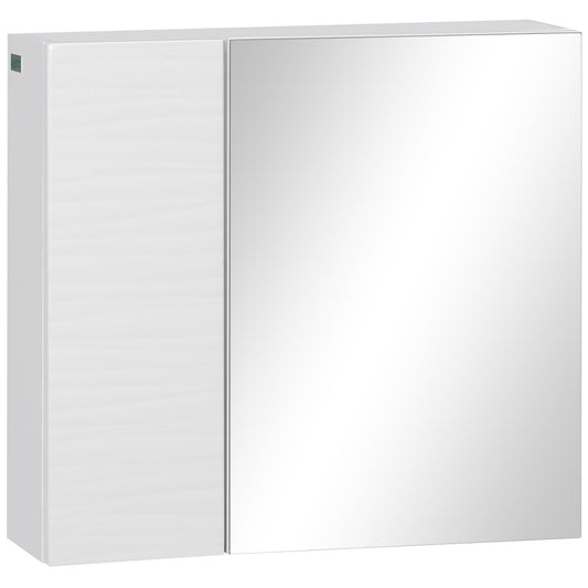 Double Door Bathroom Mirror Cabinet with Adjustable Shelves - White-0