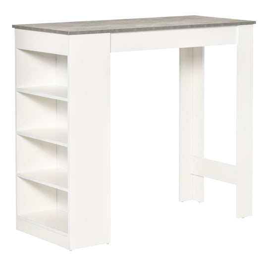 Bar Table Coffee Table Kitchen Dining Table with 4-Tier Storage Shelf for Kitchen, Dining Room, Living Room, Grey-0