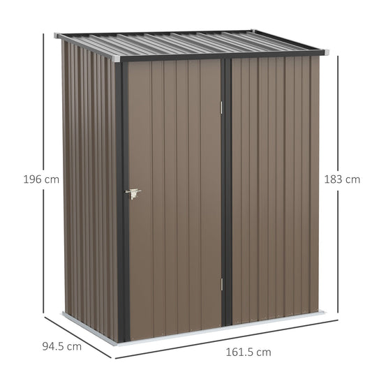 5 x 3 ft Metal Garden Storage Shed with Lockable Door Brown