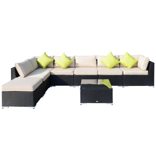 8 Piece Rattan Garden Sofa Set with Aluminium Frame Black-0
