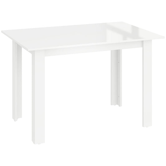 Extendable Dining Table, 120-160 x 70cm Rectangular Kitchen Table for Small Spaces, Seats 4-6 People, High Gloss White