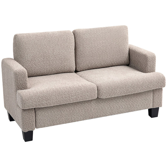 2 Seater Sofa, Loveseat Sofa with Removable Back Cushions, Chenille Fabric Small Couch Settee with S-springs for Living Room, Bedroom, Home Office, Light Brown-0