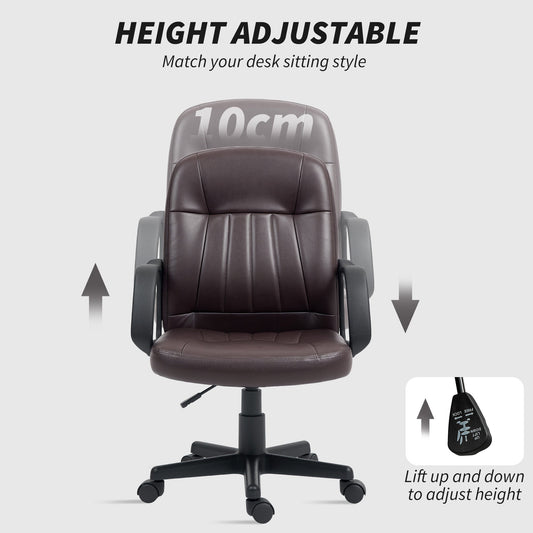 Swivel Executive Chair PU Leather Computer Desk Chair, Dark Brown