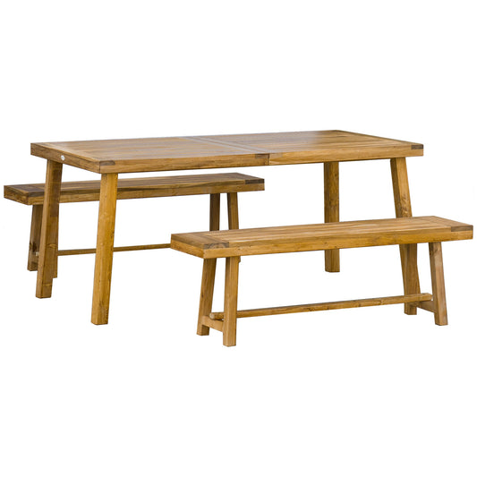 3 Piece Outdoor Garden Dining Set Acacia Wood Natural Finish